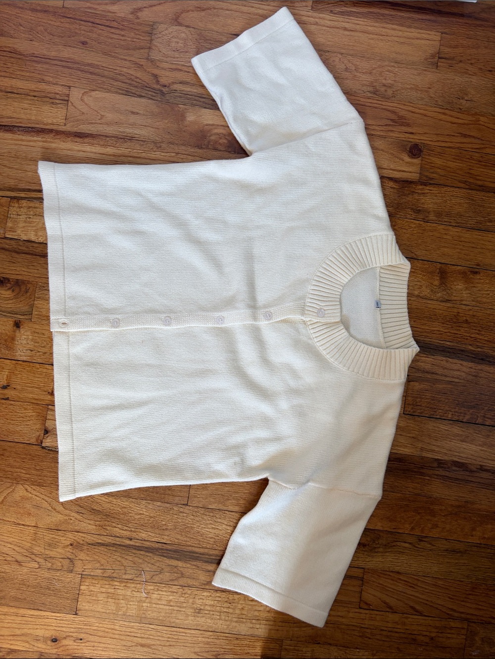 Women’s Cream Short-Sleeve Sweater Button Cardigan